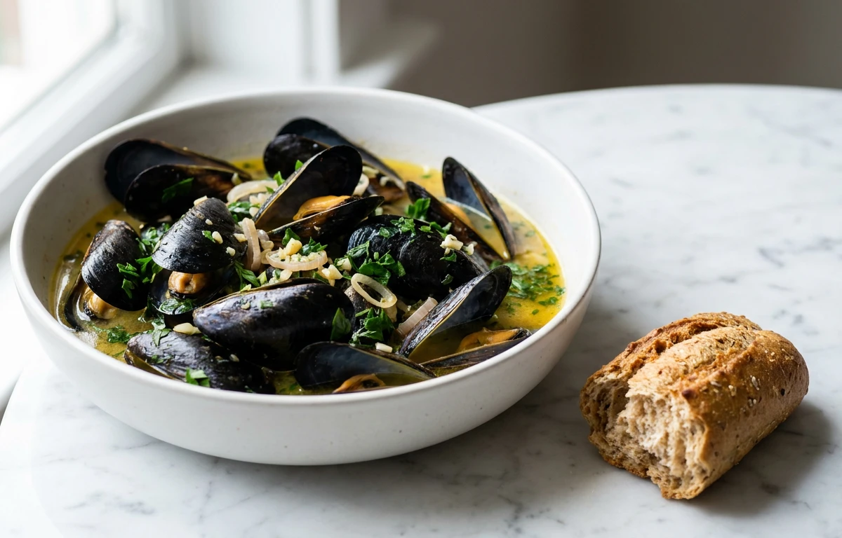 Simple Garlic & Herb Mussels