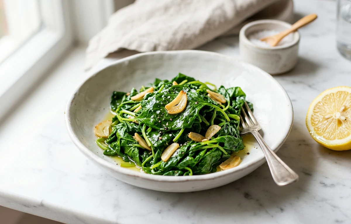Simple Garlic Amaranth Greens