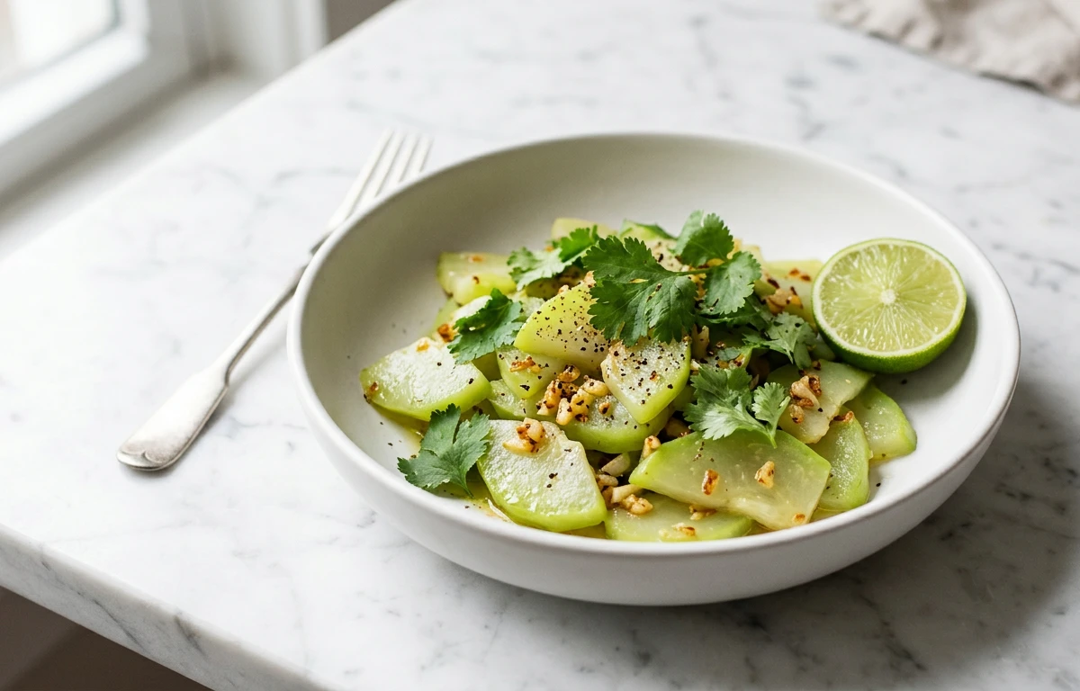 Simple Garlic Chayote Sauté