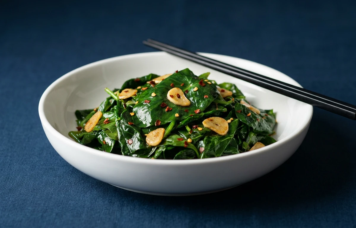 Simple Garlic Sautéed Leaves