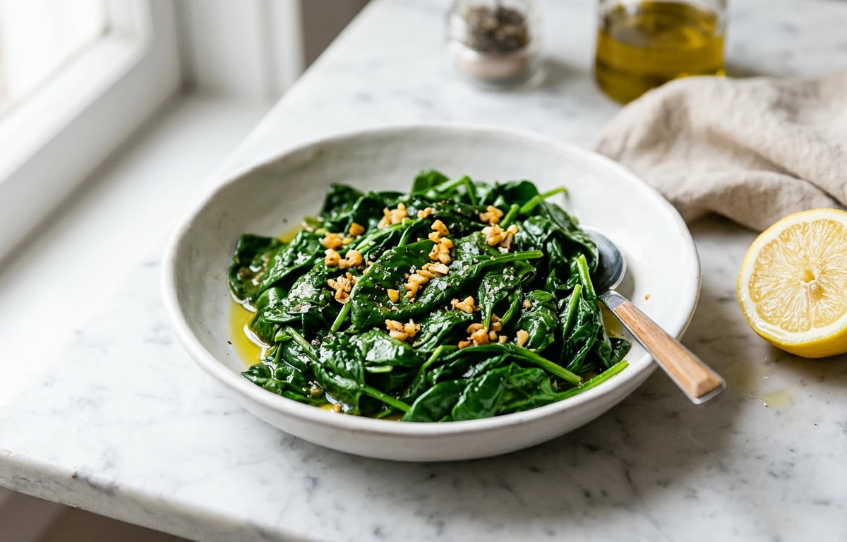 Simple Garlic Sautéed Spinach