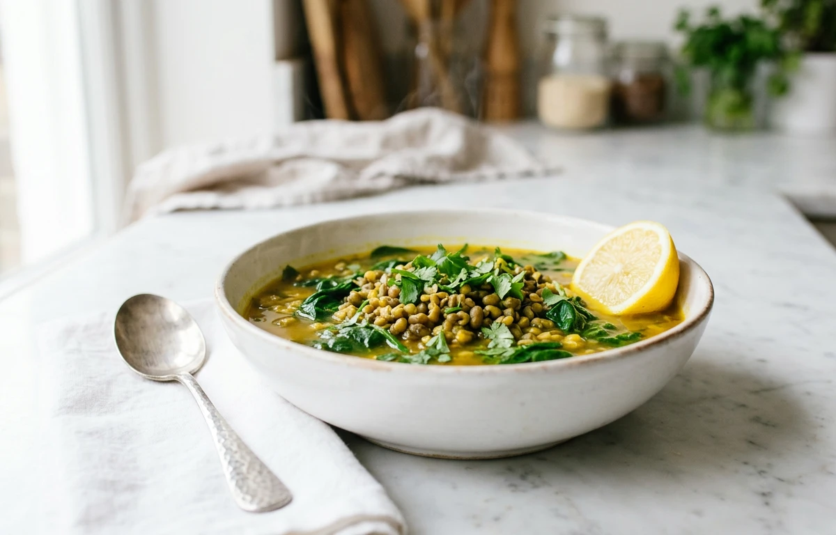 Simple Green Gram & Spinach Soup