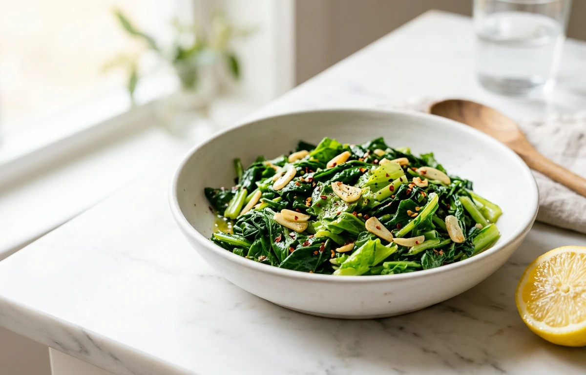 Simple Sautéed Turnip Greens with Garlic