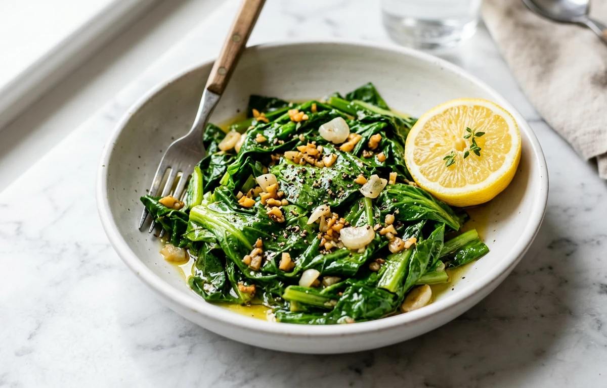 Simple Sautéed Mustard Greens with Garlic