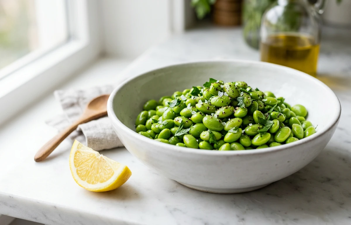 Simple Steamed Beans with Lemon & Garlic