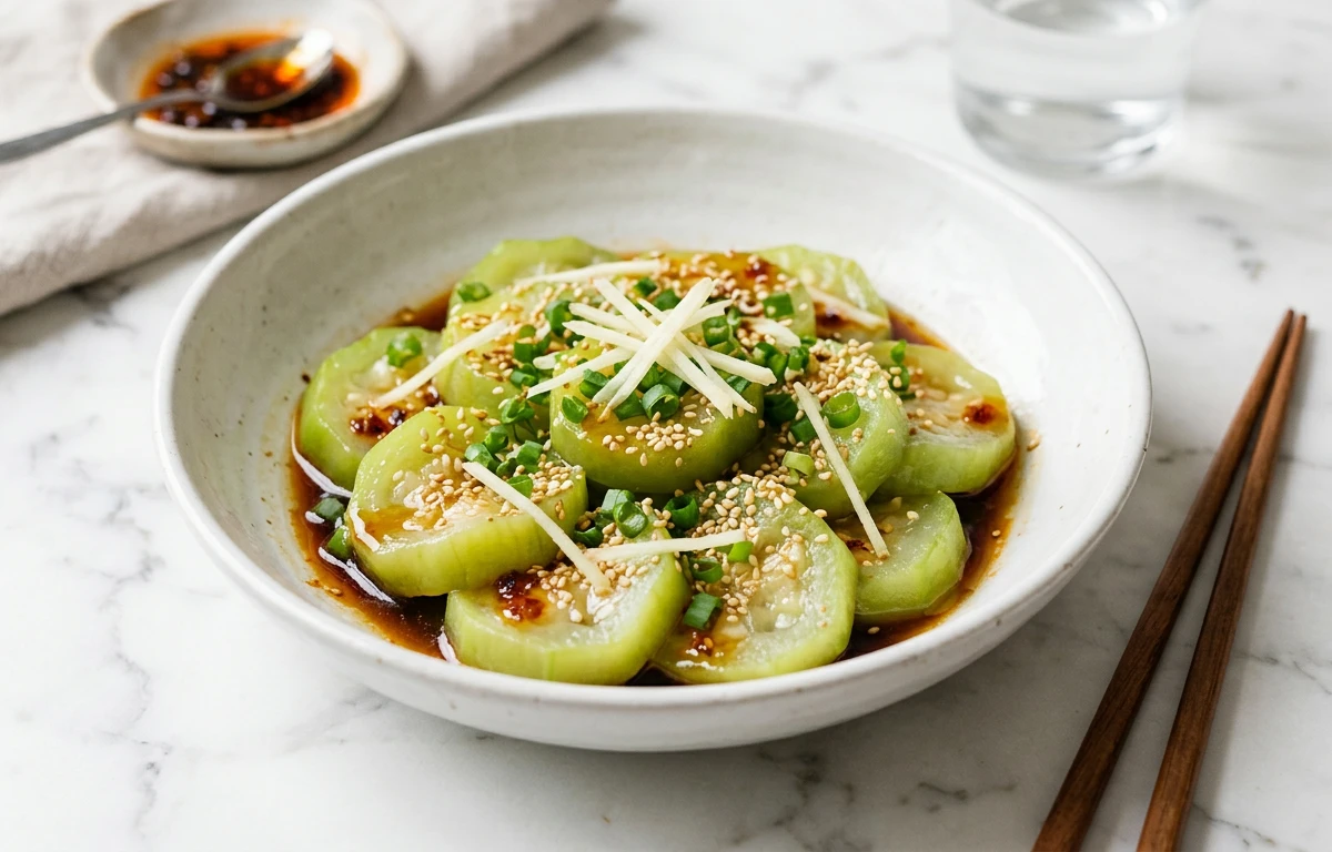Simple Steamed Ridge Gourd with Ginger