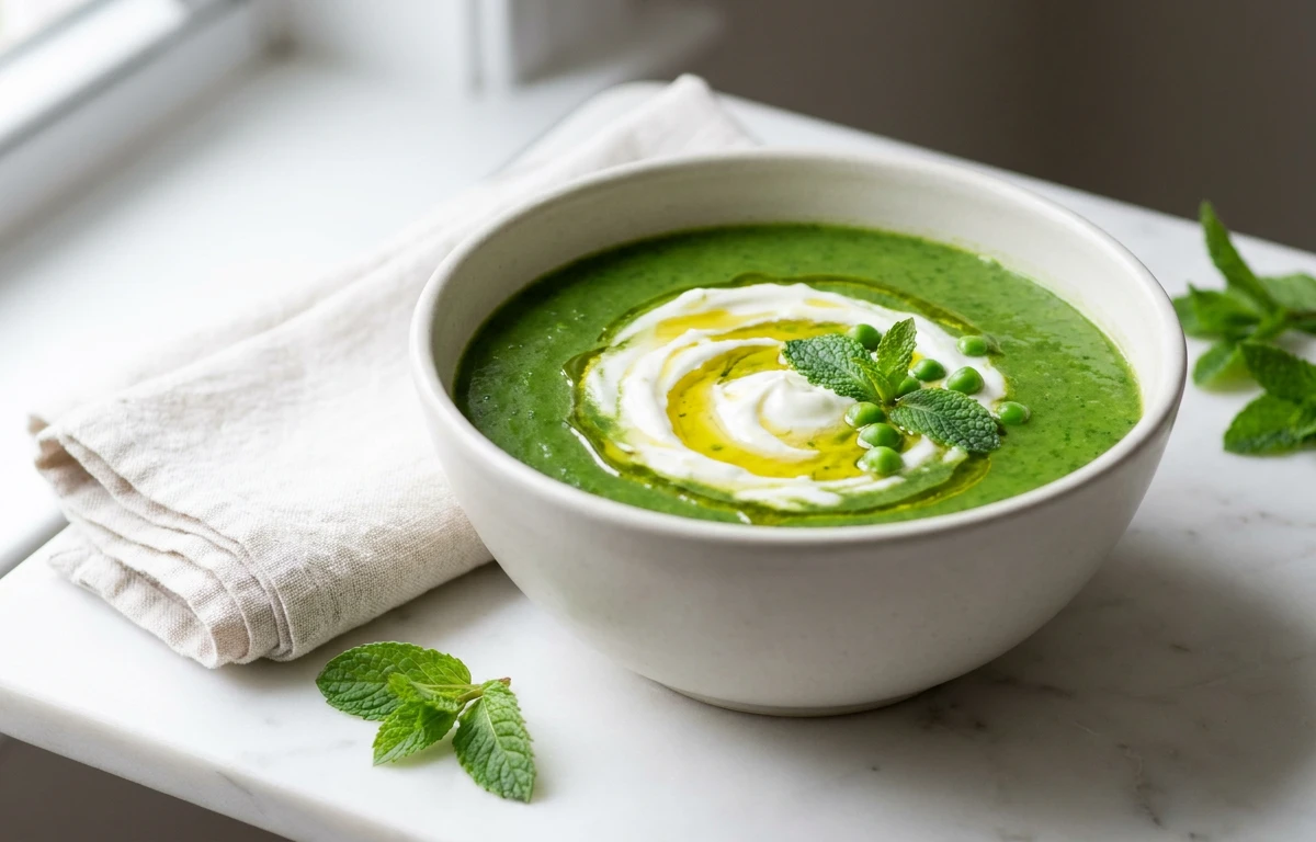 Simple Wilted Lettuce & Pea Soup