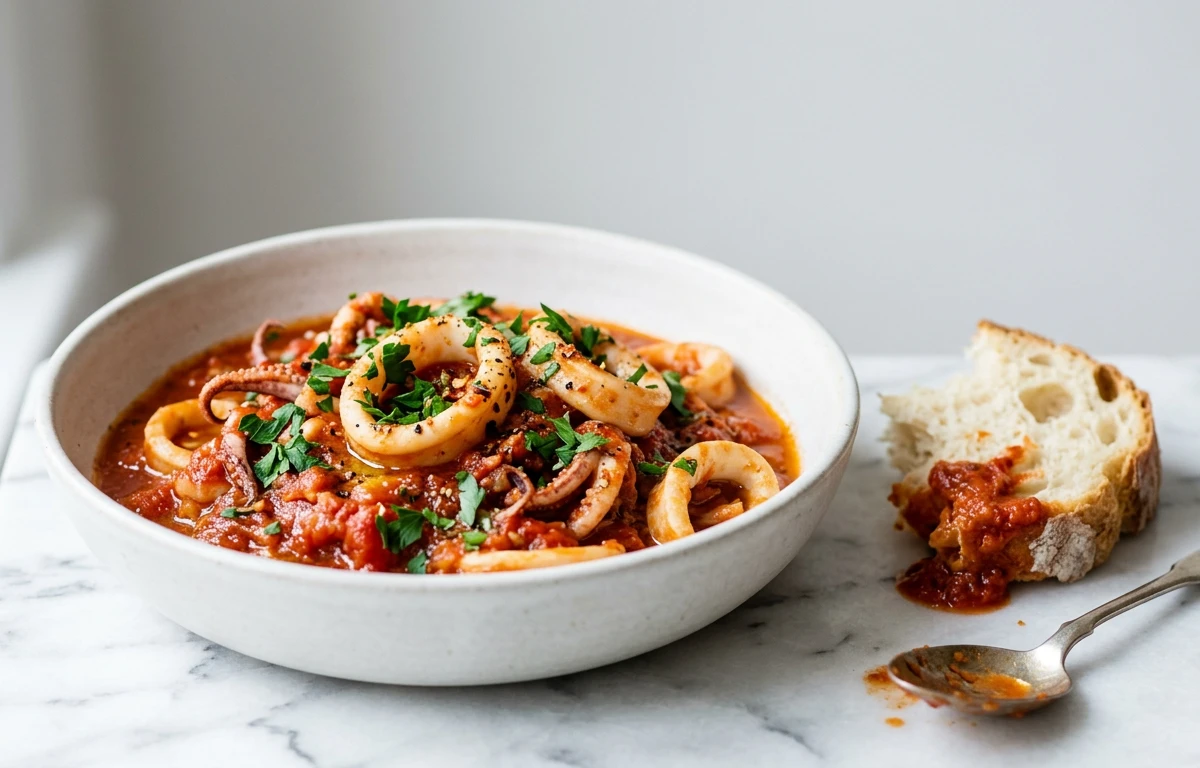 Slow-Simmered Squid in Tomato Sauce
