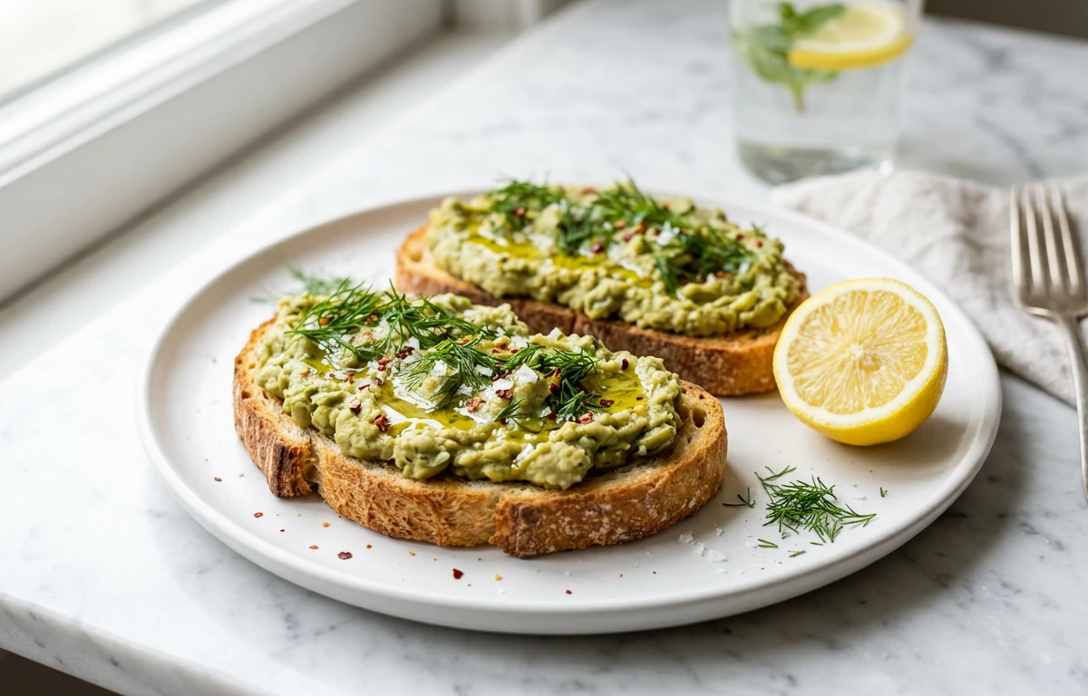 Smashed Fava Beans on Toast