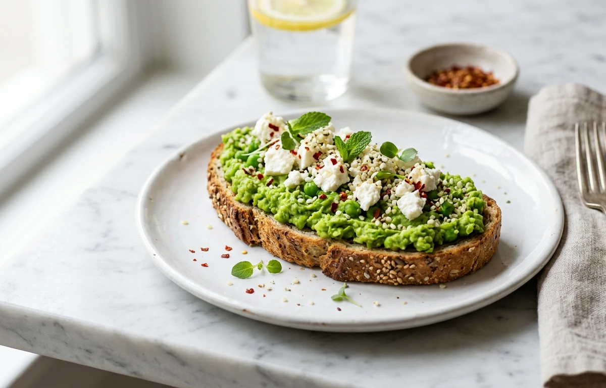 Smashed Peas on Whole-Grain Toast