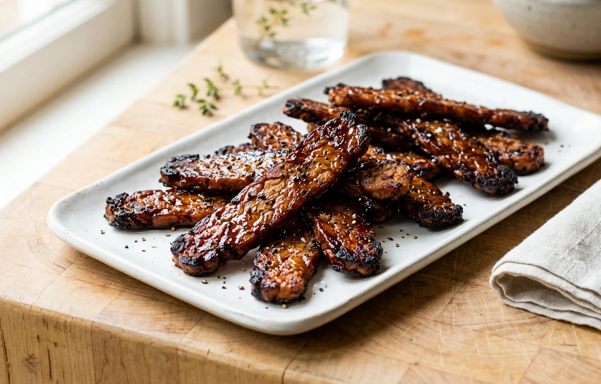 Smoky Tempeh Bacon Strips