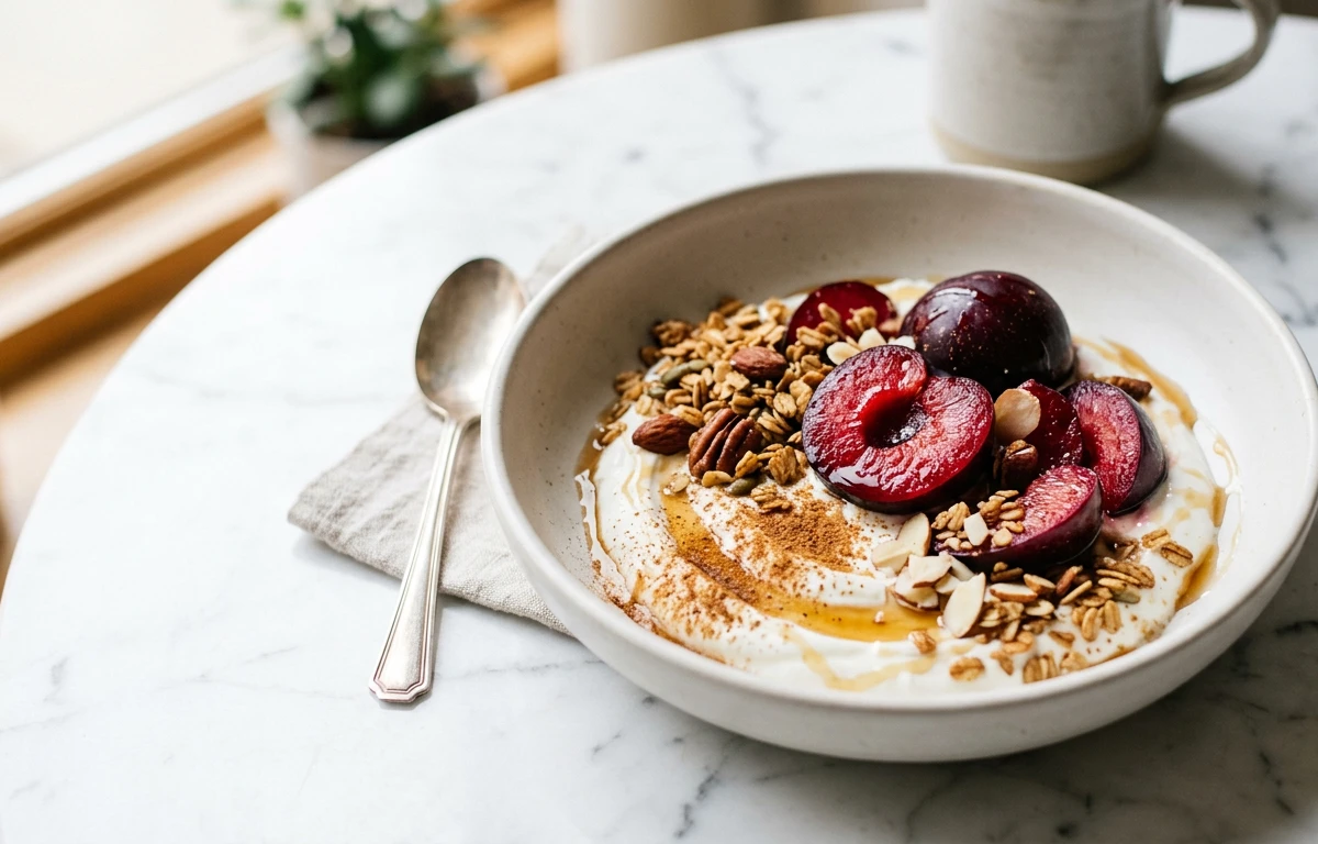 Spiced Plum & Yogurt Bowl
