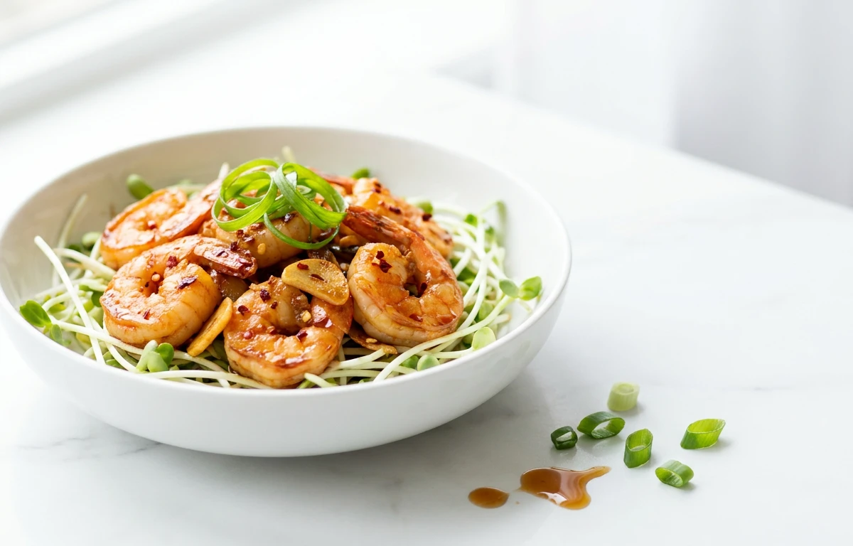 Spicy Garlic Shrimp with Moong Sprouts