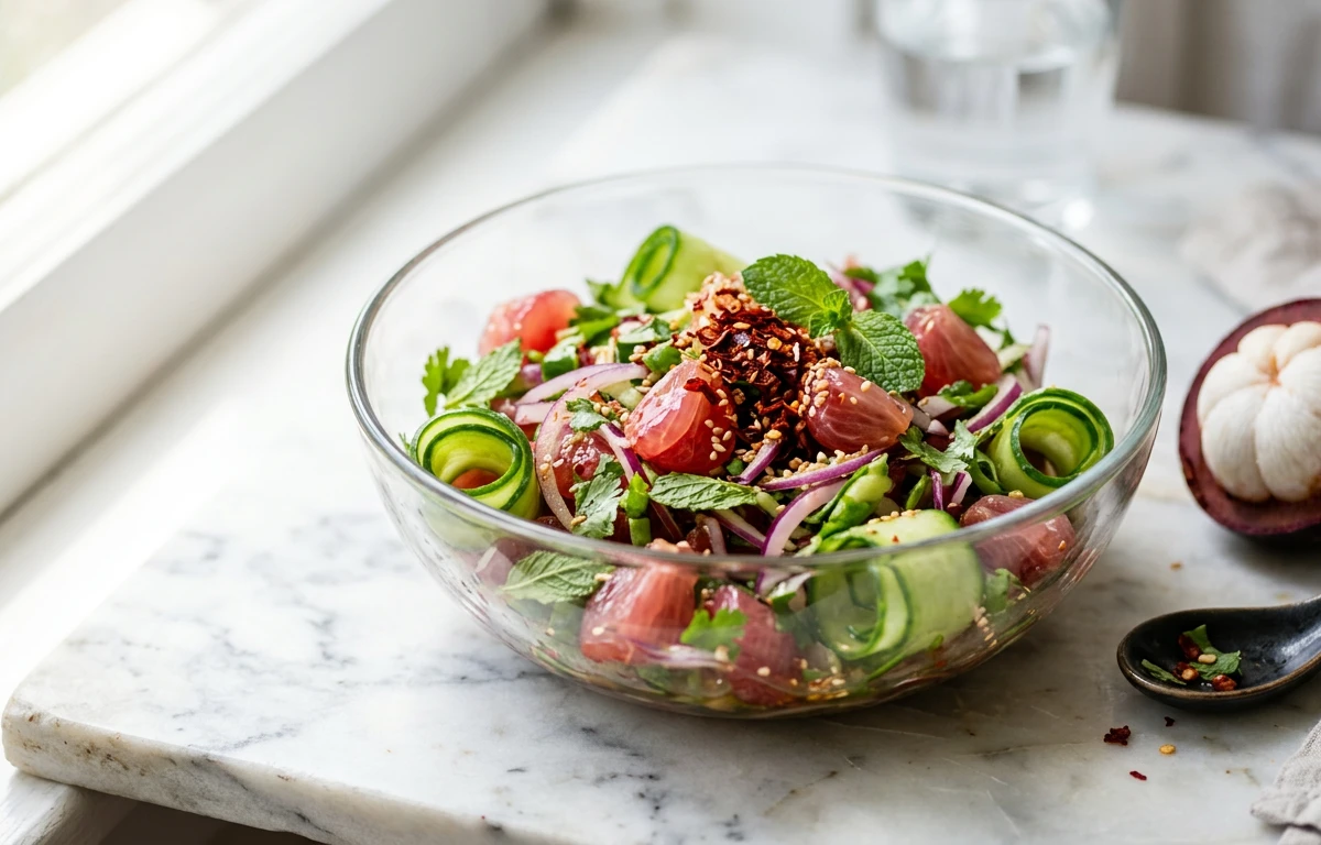 Spicy Mangosteen & Cucumber Salad