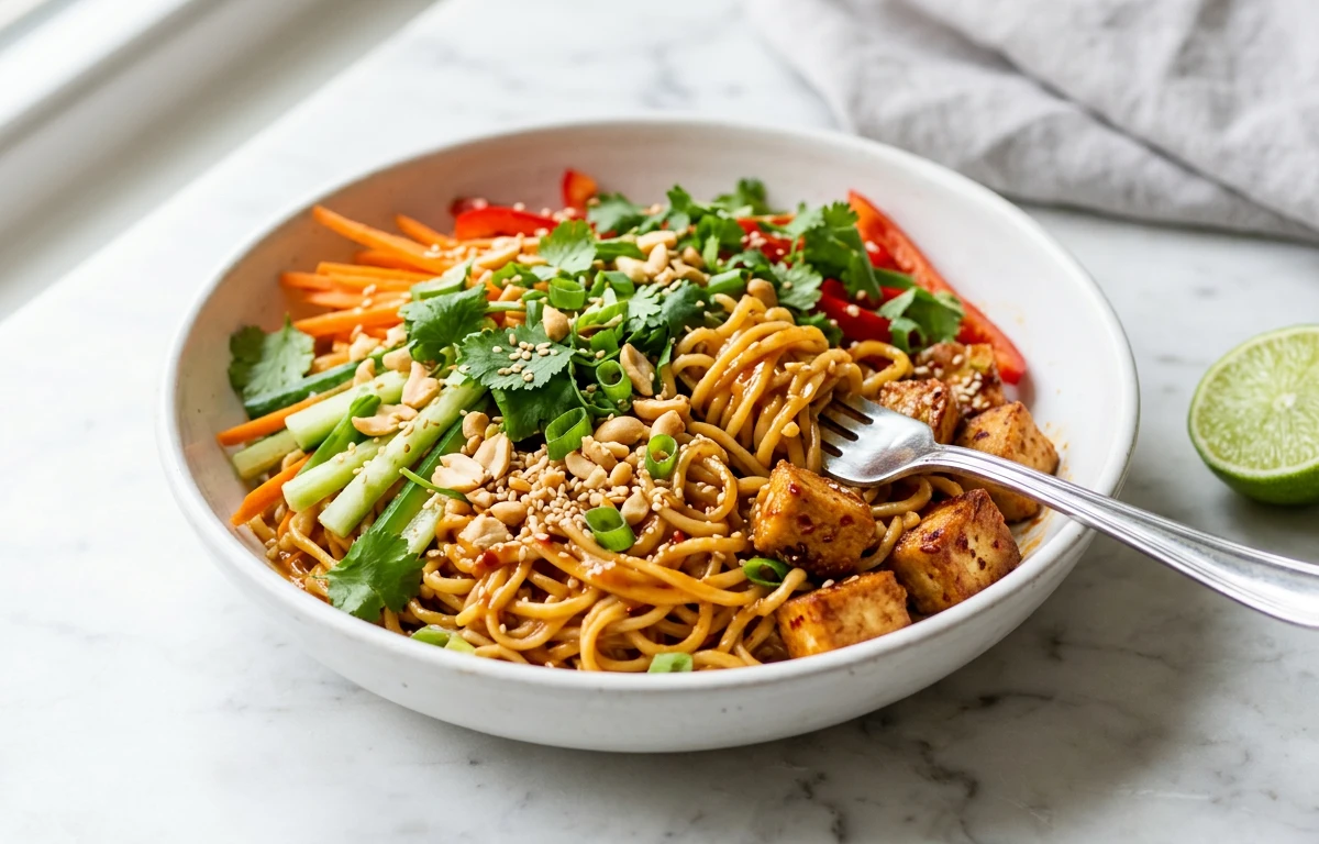 Spicy Peanut Noodles with Tofu