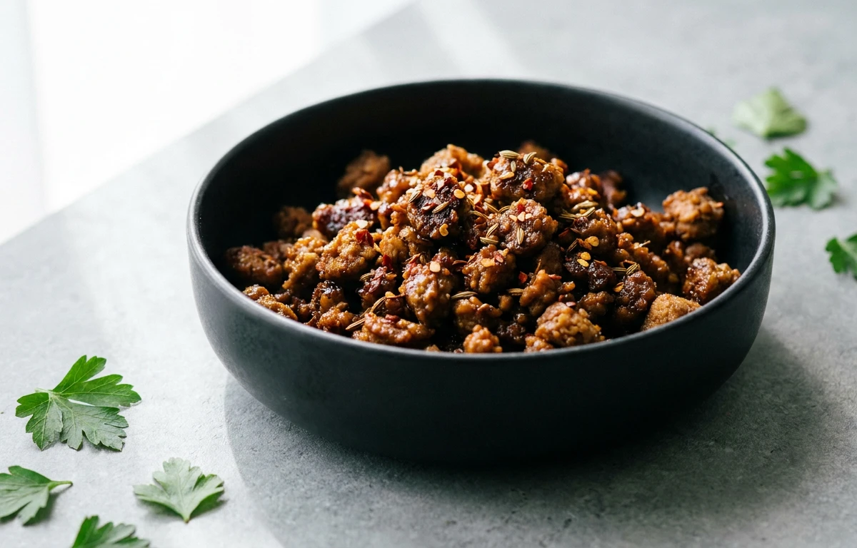 Spicy Seitan Sausage Crumbles