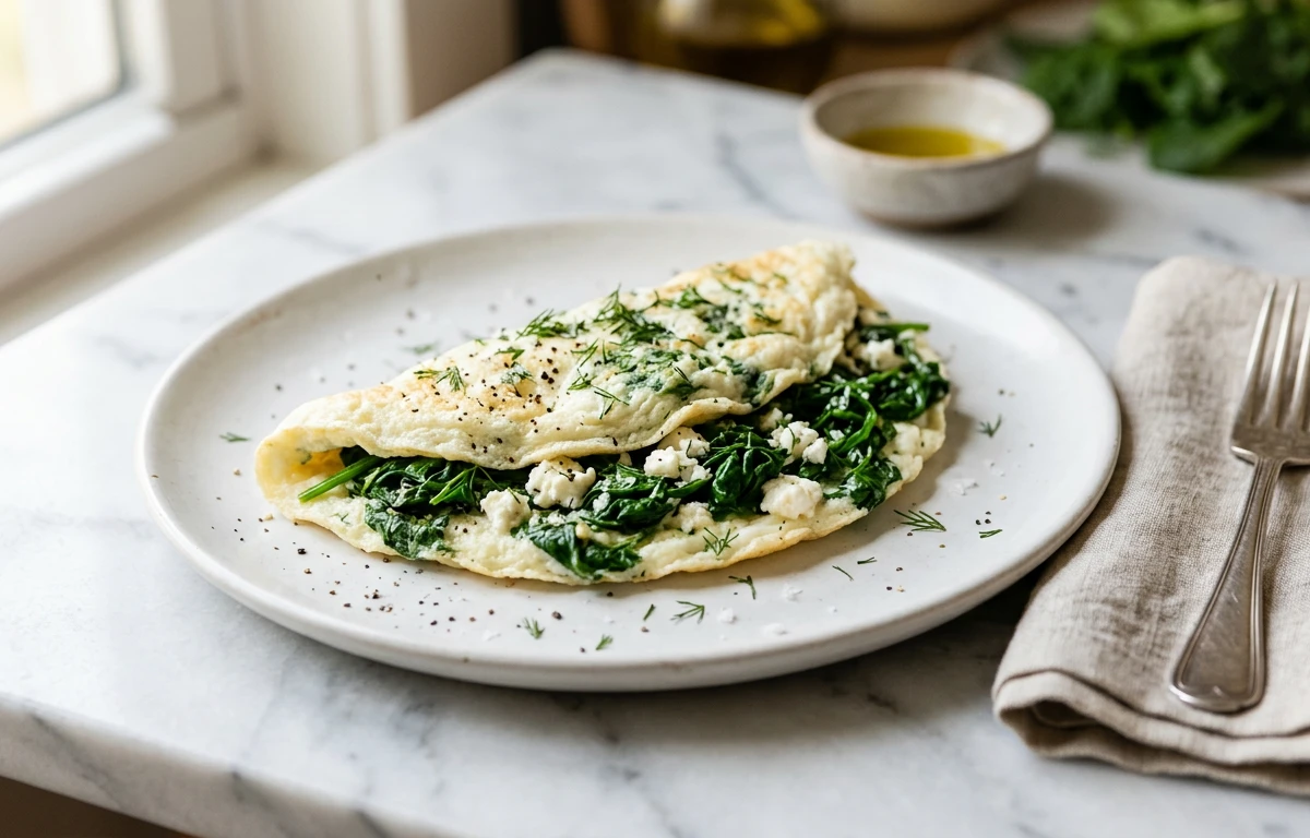 Spinach & Feta Egg White Omelette