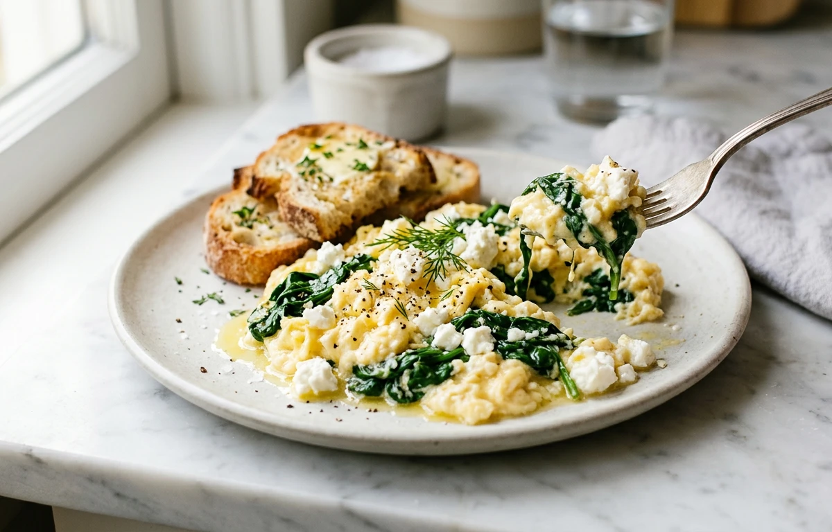 Spinach and Feta Loaded Scramble