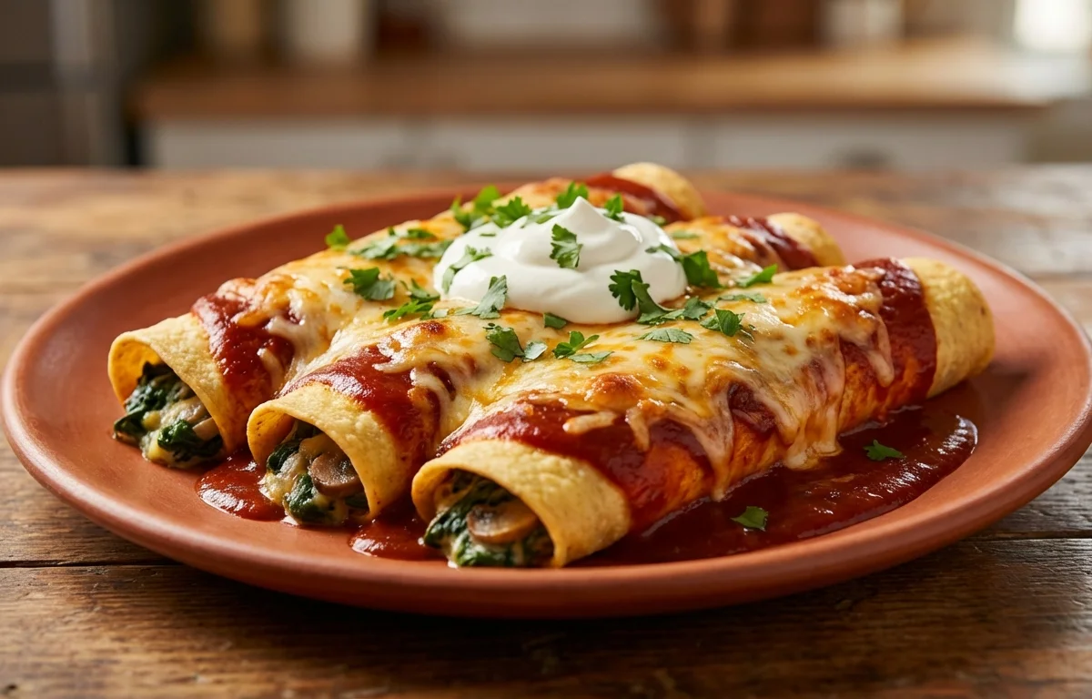 Spinach and Mushroom Enchiladas