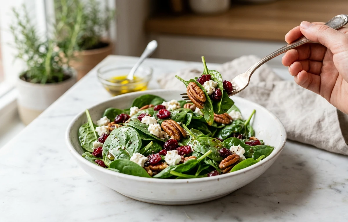 Spinach Salad with Goat Cheese & Pecans