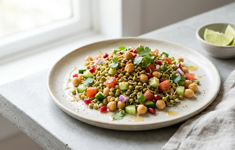 Sprouted Moong and Chickpea Salad