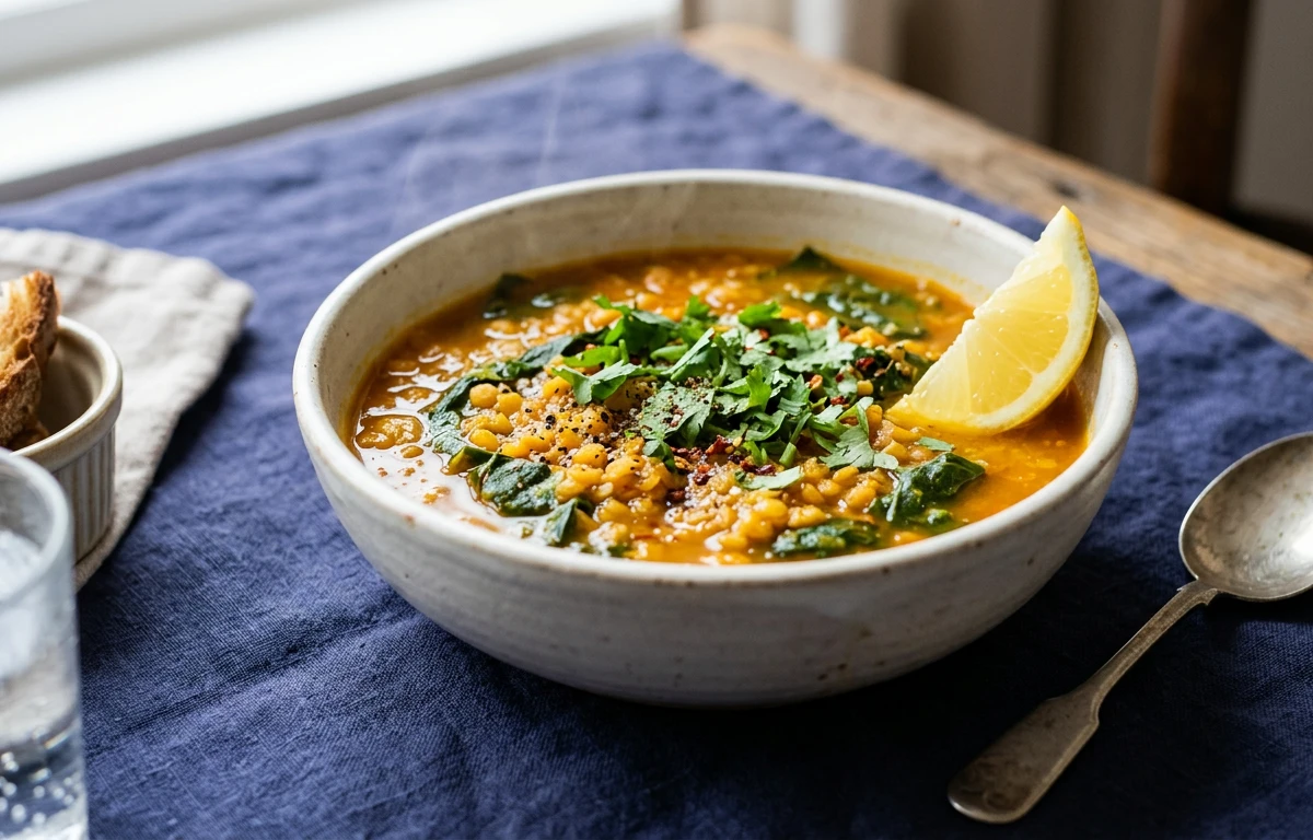 Taro Leaf and Red Lentil Soup