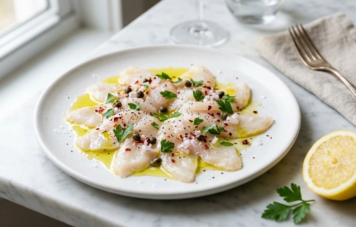 Tilapia Crudo with Olive Oil & Chili