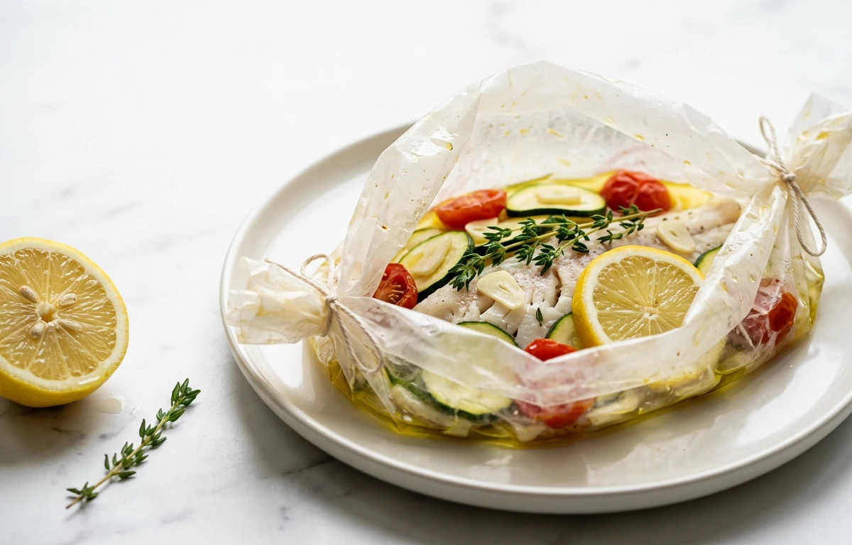 Tilapia en Papillote with Herbs & Veggies
