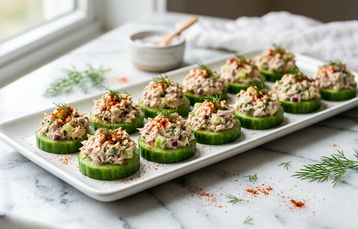 Tuna Salad Cucumber Bites