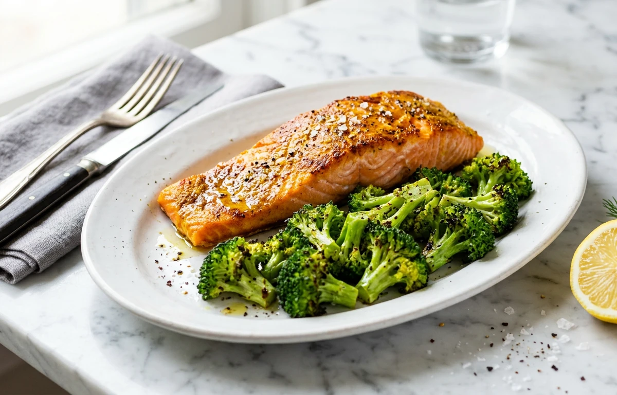 Turmeric-Ginger Salmon with Roasted Broccoli