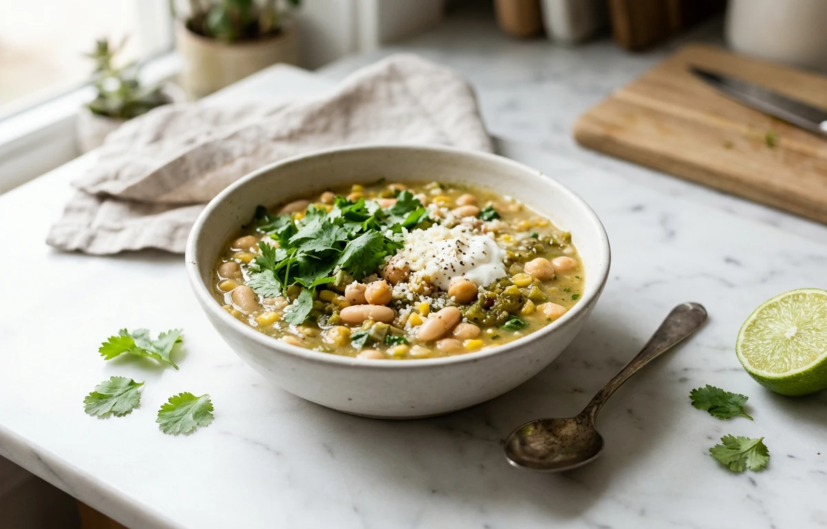 Vegetarian White Bean Green Chili