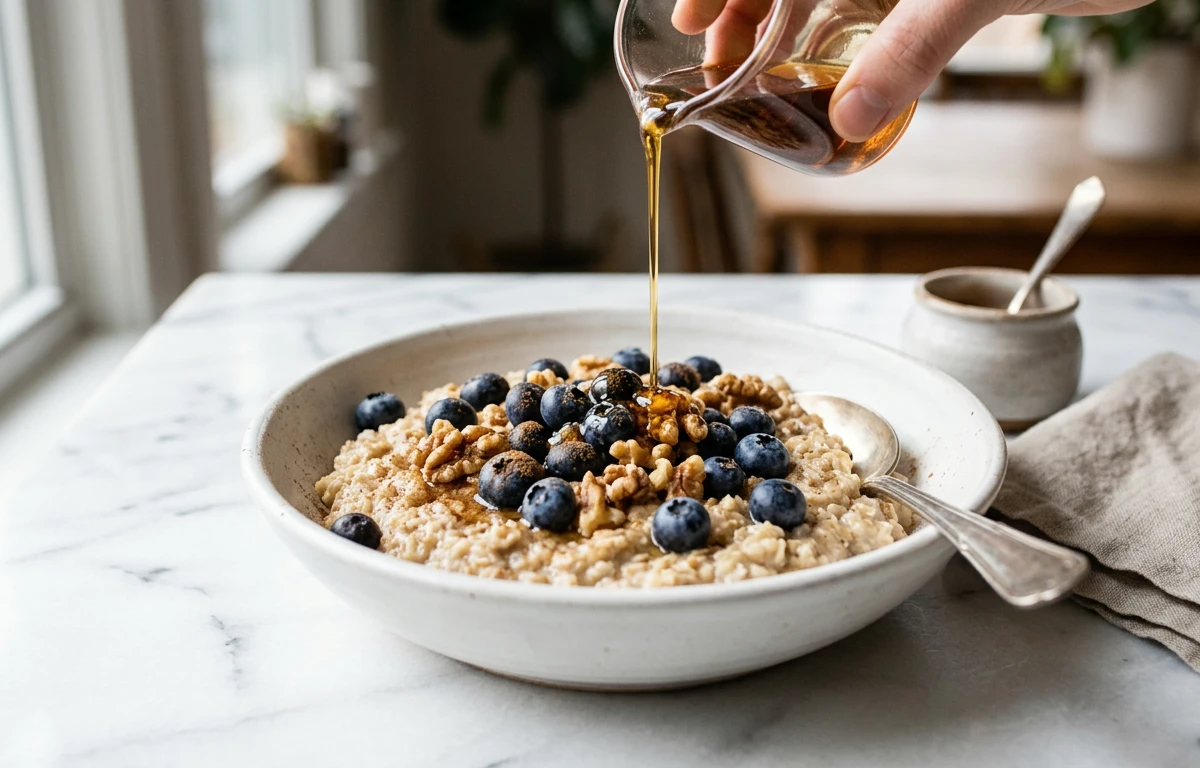 Warm Oatmeal with Blueberries & Walnuts