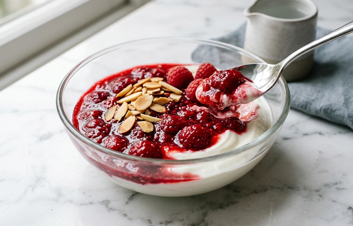 Warm Raspberry Compote & Yogurt
