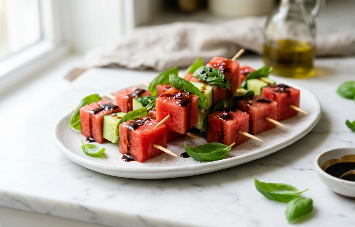 Watermelon & Cucumber Skewers