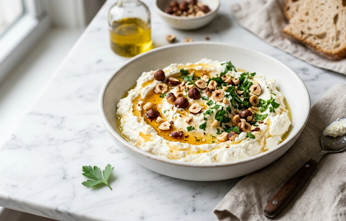 Whipped Feta with Hot Honey & Hazelnuts