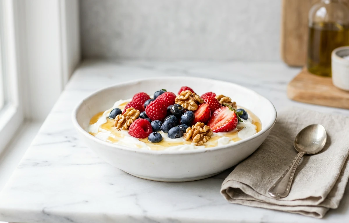 Yogurt Bowl with Berries & Honey Drizzle